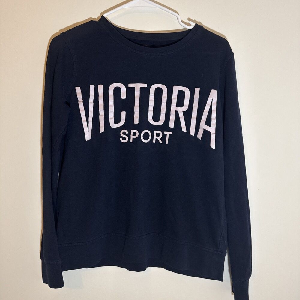 Victoria Sport Navy Blue Spellout Crewneck Pullover Sweatshirt Victoria's Secret